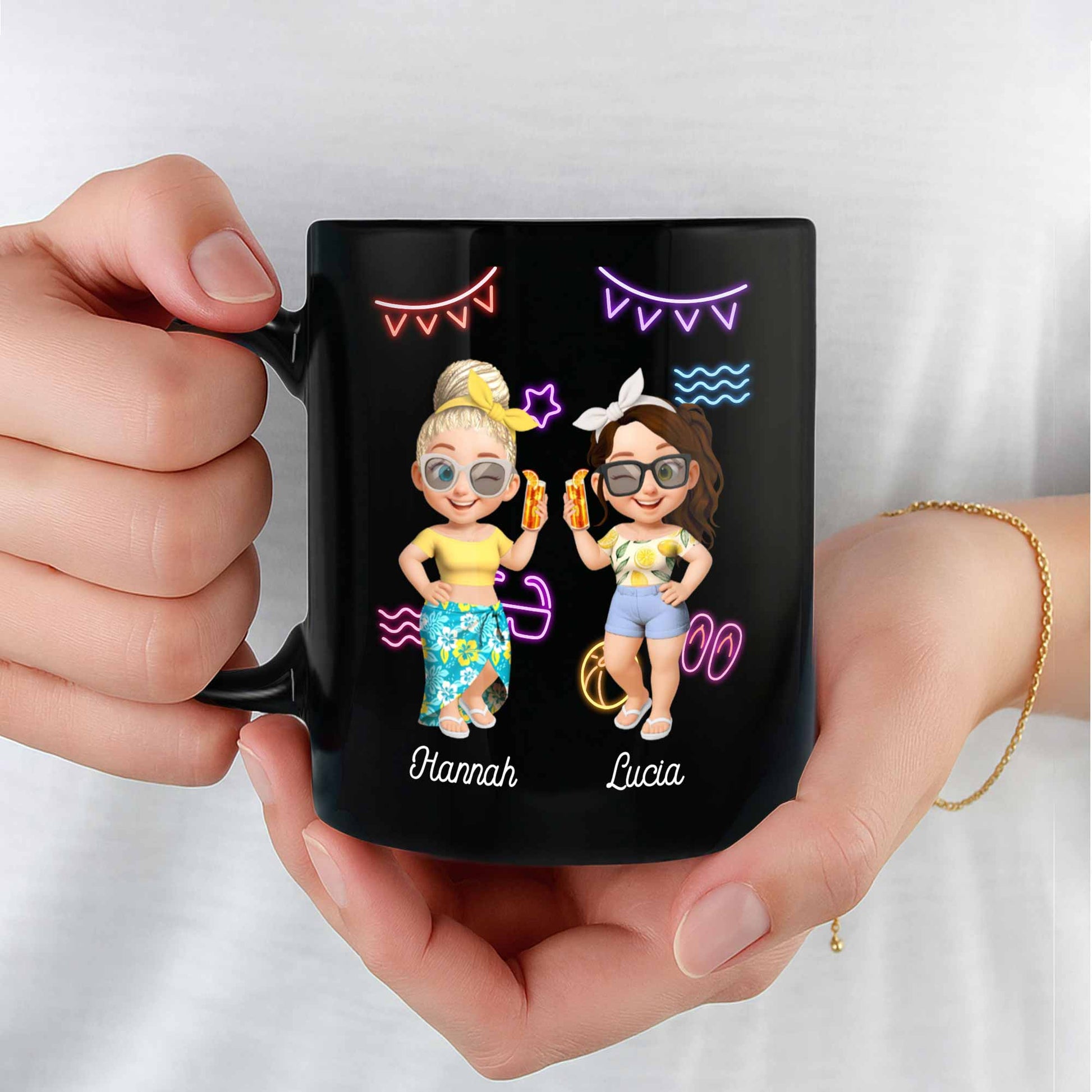 Beaches And Booze And Besties With Beach Symbols And Drinks