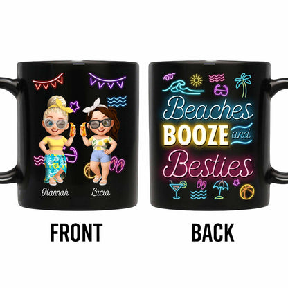 Beaches And Booze And Besties With Beach Symbols And Drinks