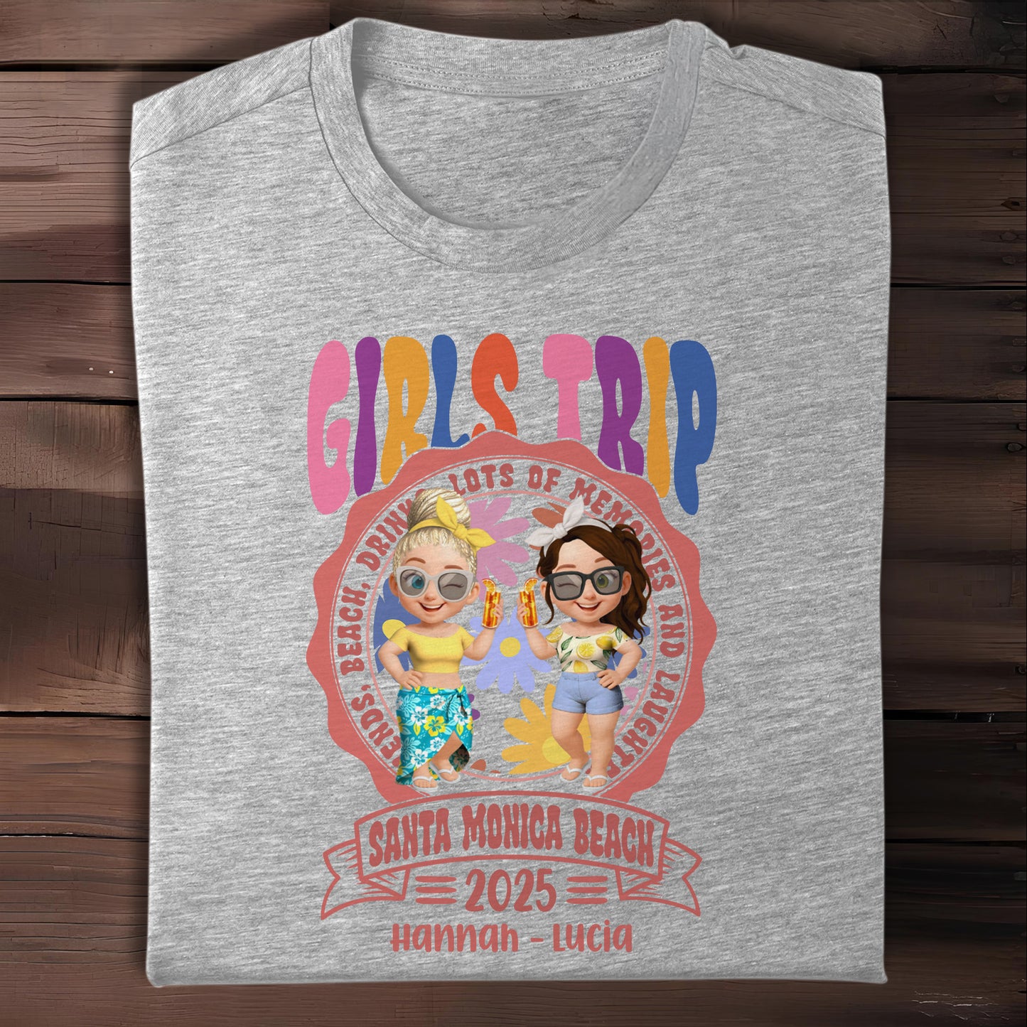 Girls Trip, Cartoon Figures, Sunglasses And Drinks - Personalized Custom Unisex T-shirt, Hoodie - BST166_WBAS