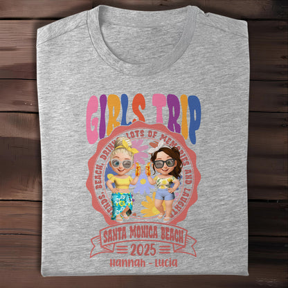 Girls Trip, Cartoon Figures, Sunglasses And Drinks - Personalized Custom Unisex T-shirt, Hoodie - BST166_WBAS
