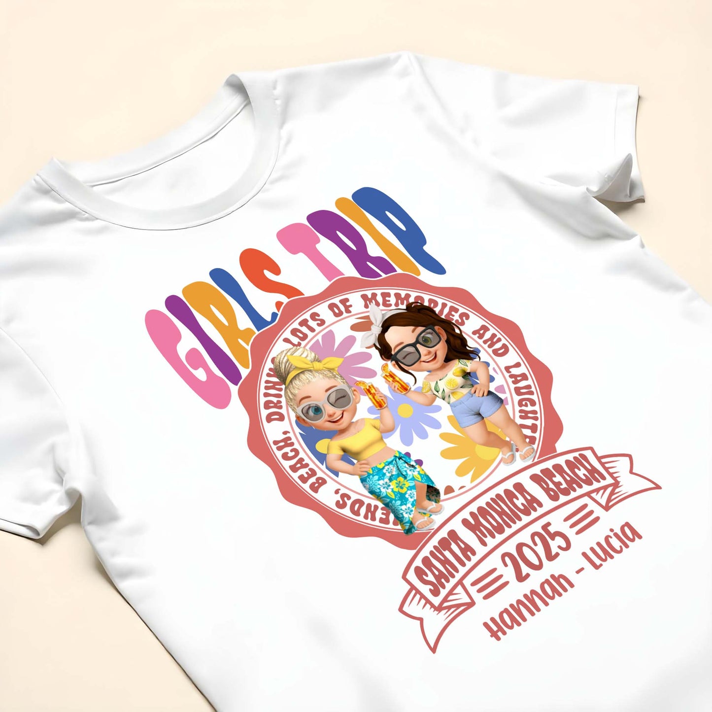 Girls Trip, Cartoon Figures, Sunglasses And Drinks - Personalized Custom Unisex T-shirt, Hoodie - BST166_WBAS