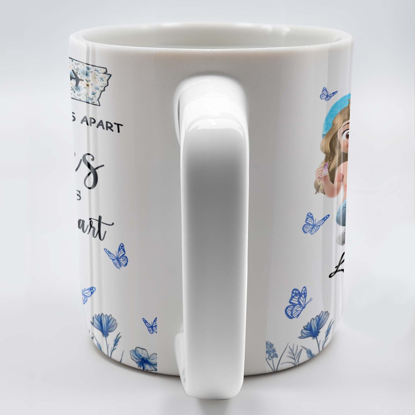 Side By Side Or Miles Apart, Besties Are Always Connected By Heart, Butterflies and Flowers