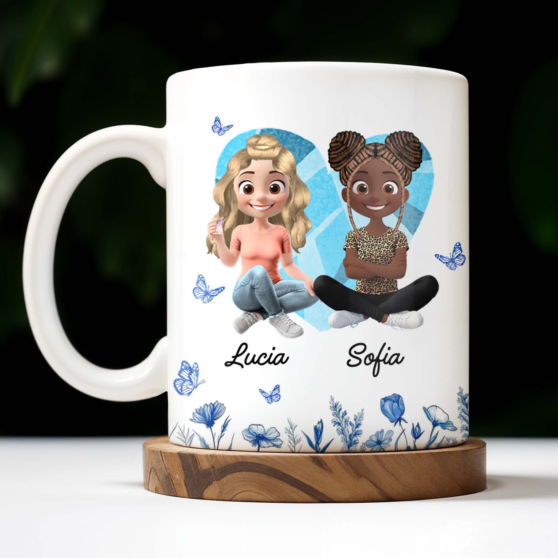 Side By Side Or Miles Apart, Besties Are Always Connected By Heart, Butterflies and Flowers