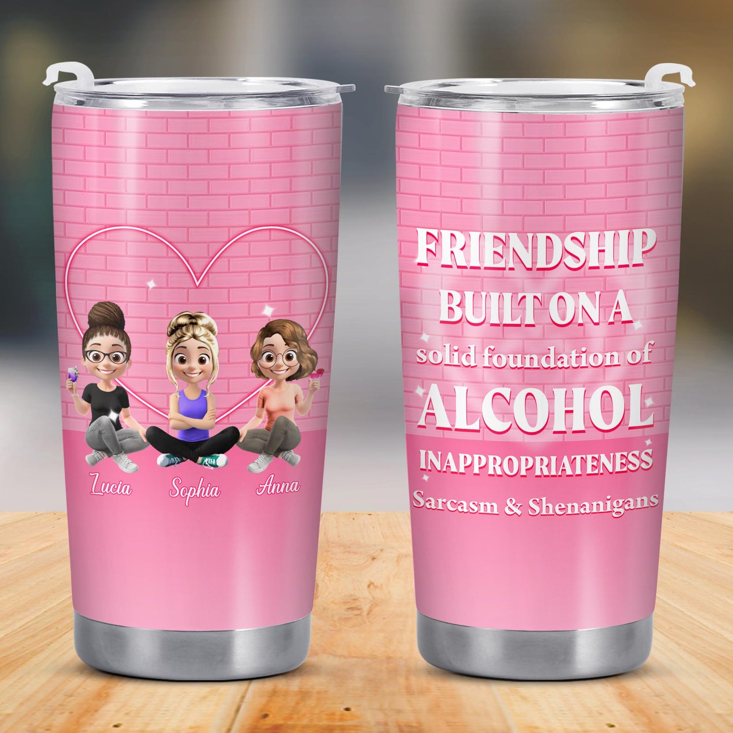 Friendship Built On A Solid Foundation Of Alcohol, Cartoon Friends and Heart