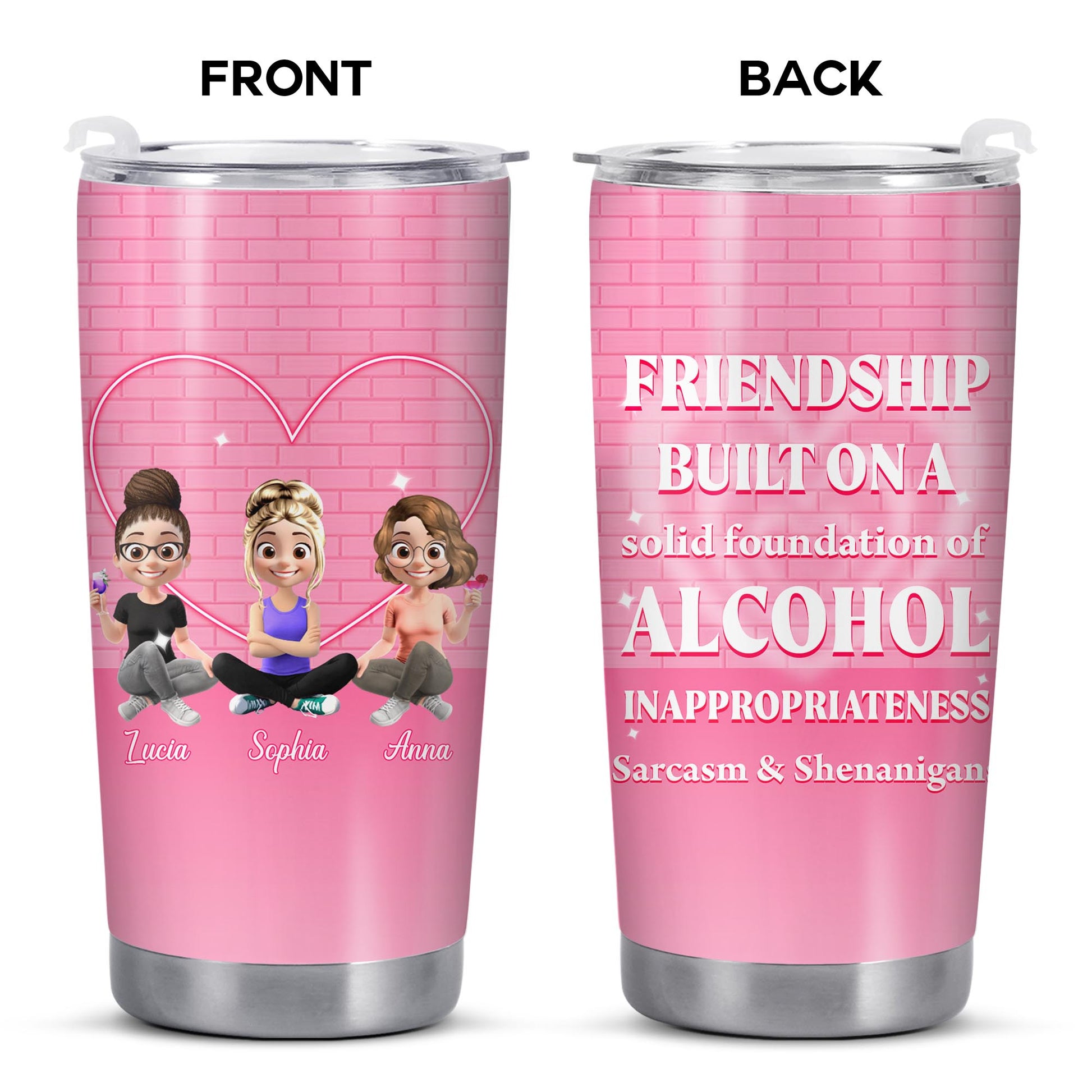 Friendship Built On A Solid Foundation Of Alcohol, Cartoon Friends and Heart