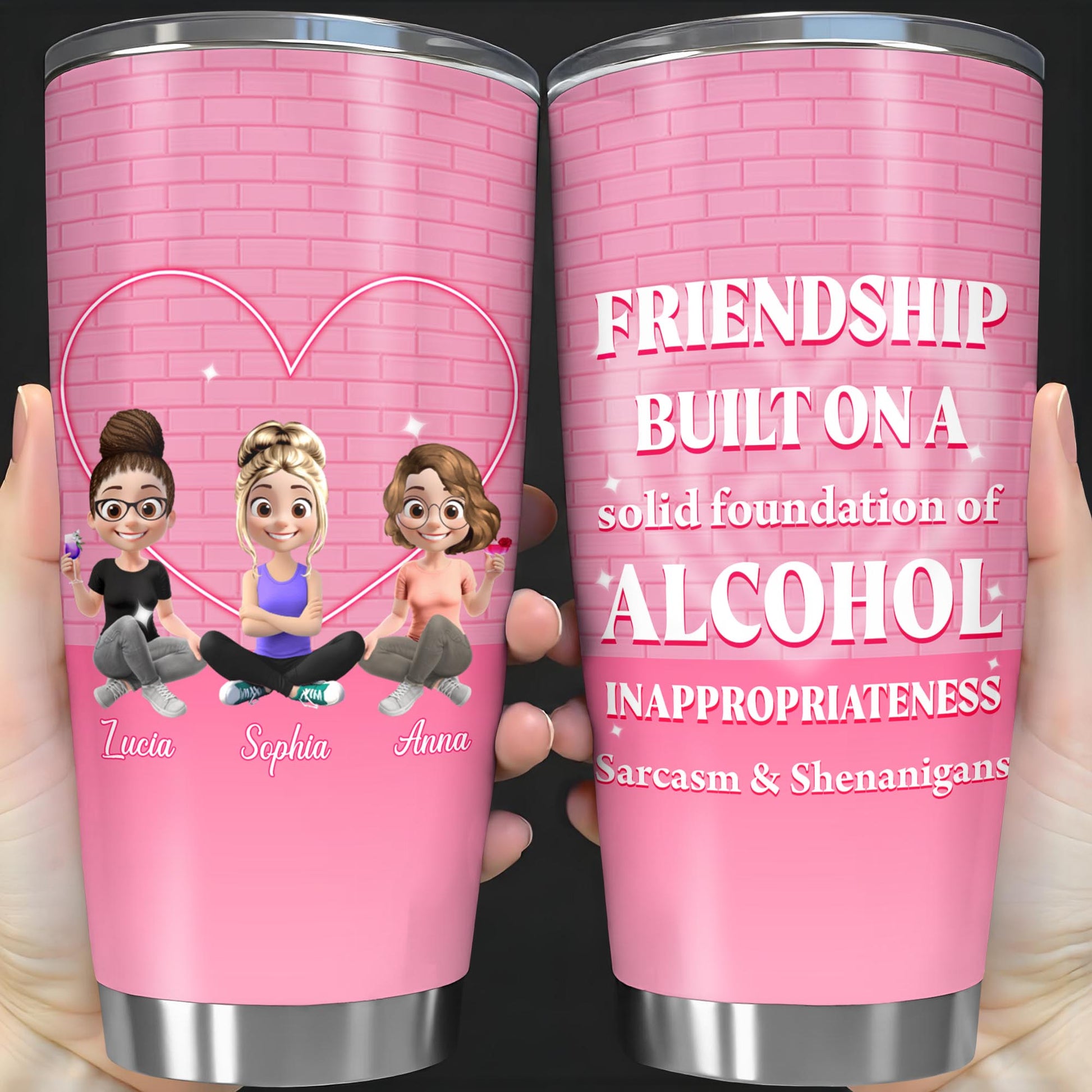 Friendship Built On A Solid Foundation Of Alcohol, Cartoon Friends and Heart