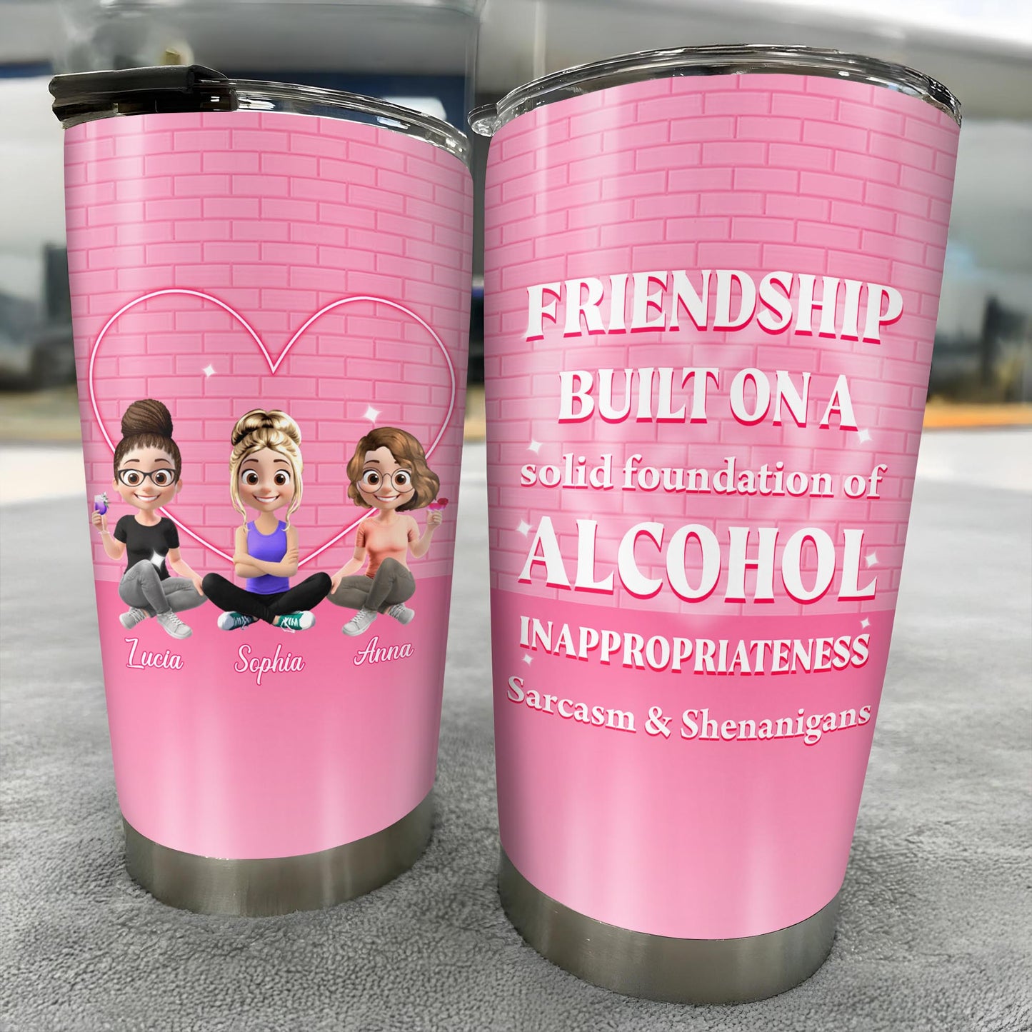 Friendship Built On A Solid Foundation Of Alcohol, Cartoon Friends and Heart