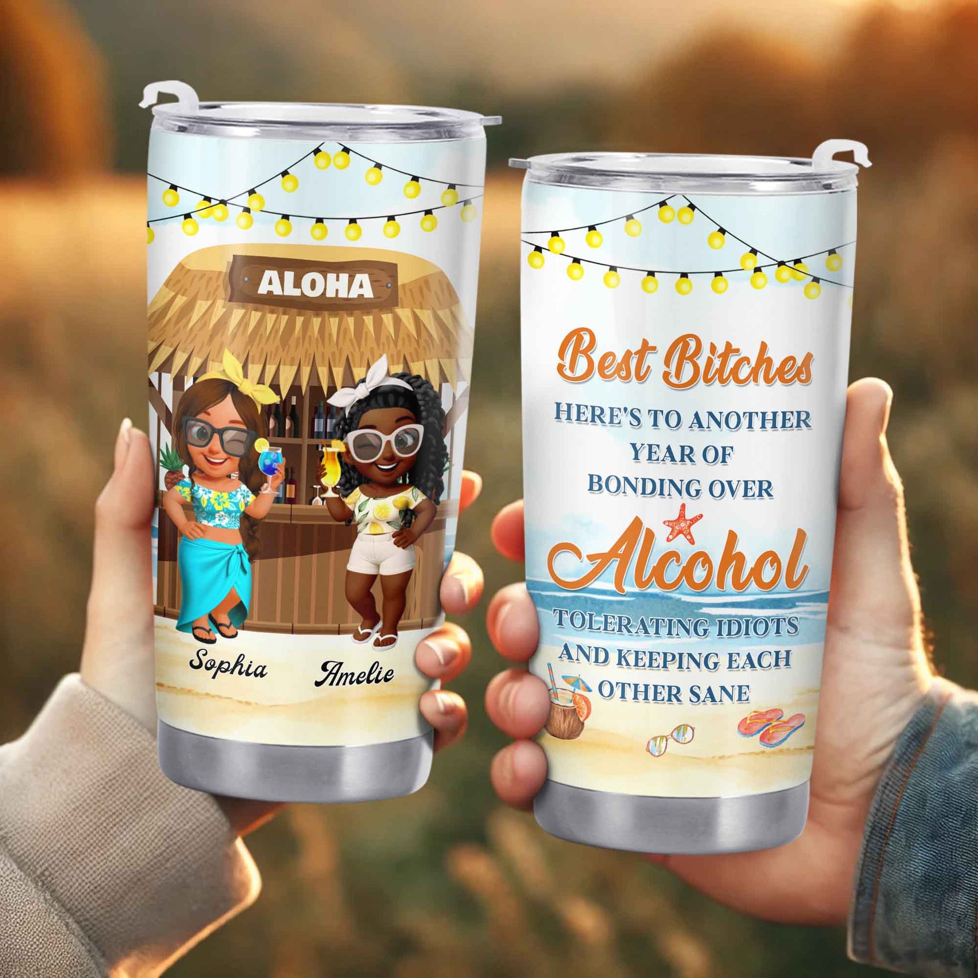 Best Friends Bonding Over Alcohol Tropical Moments