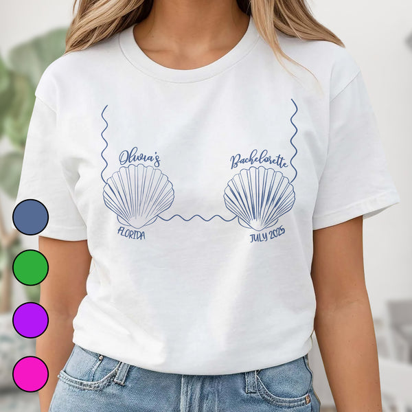 Seashells and Waves For Beach Bachelorette - Personalized Custom Unisex T-shirt, Hoodie - BST173_WBAS