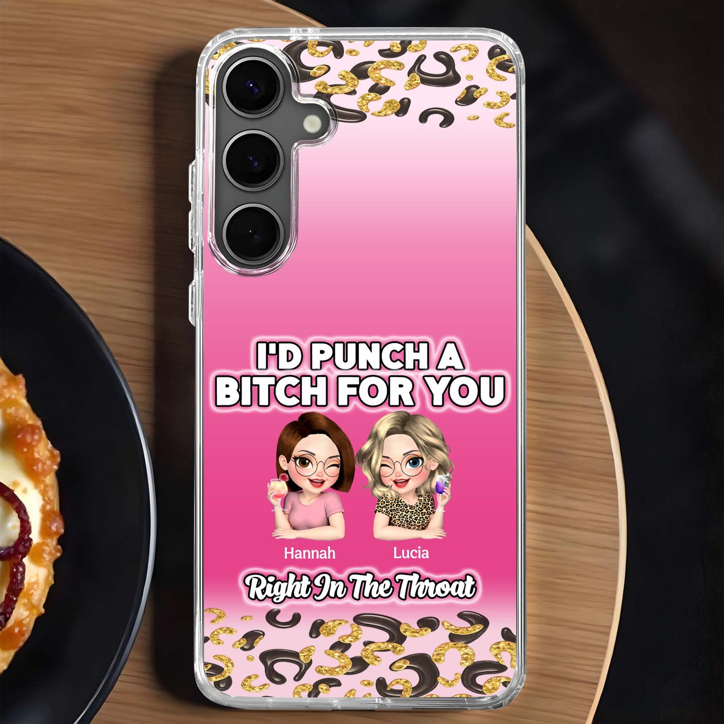 ¡Te daría un puñetazo! Diseño personalizado de mejores amigos - Funda transparente personalizada - BST174_PHC