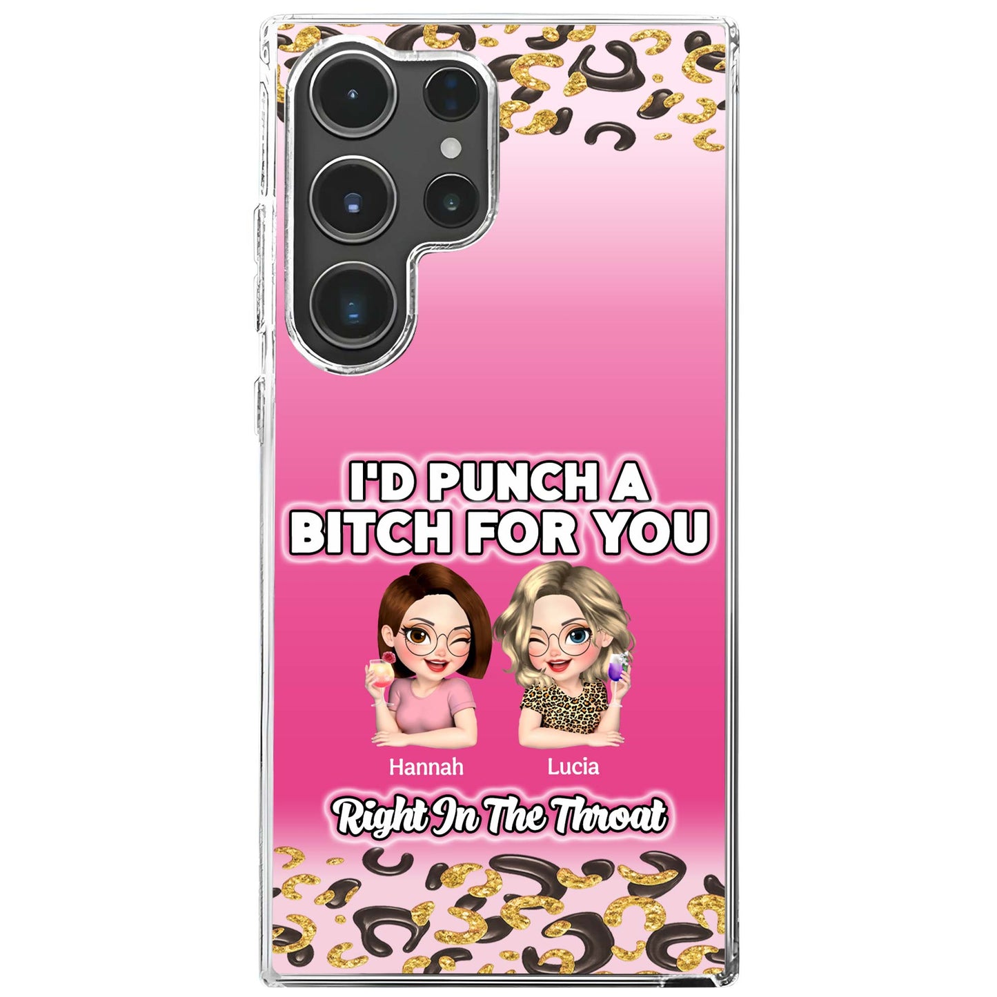 ¡Te daría un puñetazo! Diseño personalizado de mejores amigos - Funda transparente personalizada - BST174_PHC