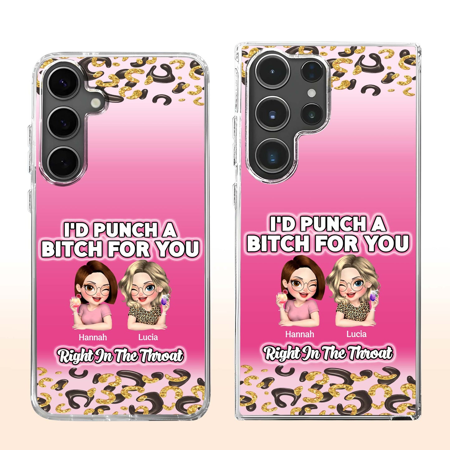 ¡Te daría un puñetazo! Diseño personalizado de mejores amigos - Funda transparente personalizada - BST174_PHC