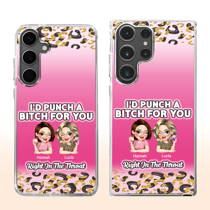 ¡Te daría un puñetazo! Diseño personalizado de mejores amigos - Funda transparente personalizada - BST174_PHC