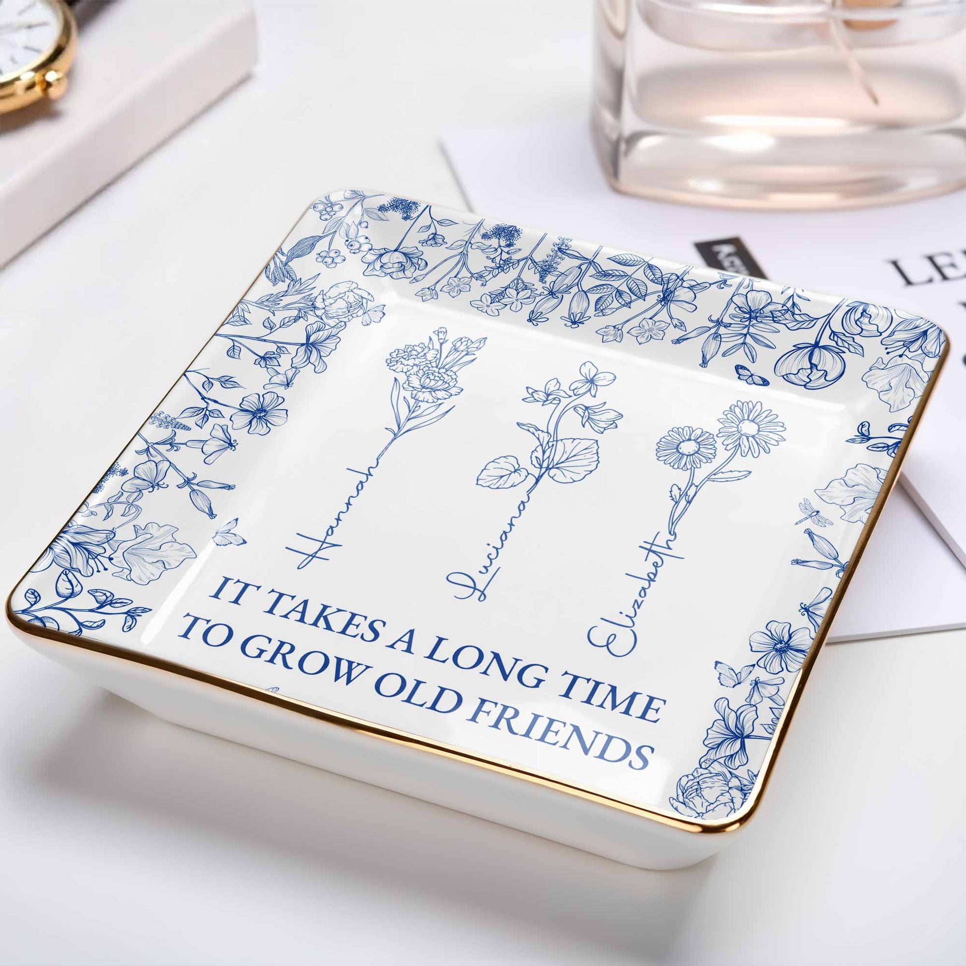 It Takes A Long Time To Grow Old Friends Floral Dish