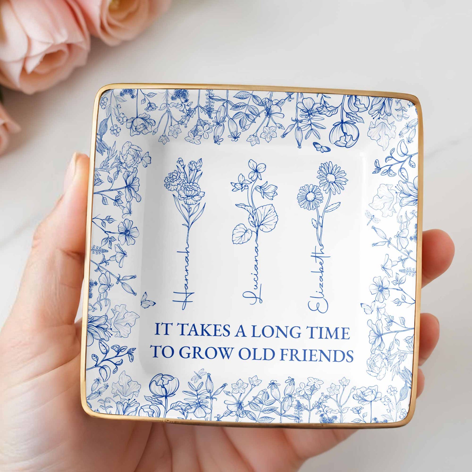 It Takes A Long Time To Grow Old Friends Floral Dish