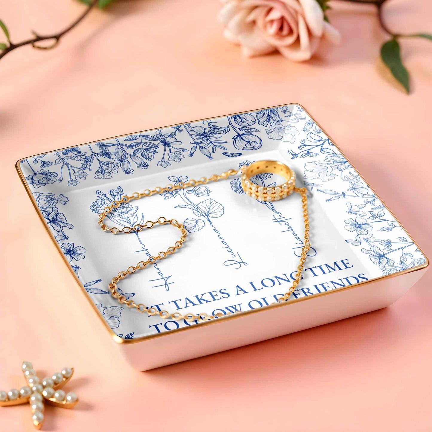 It Takes A Long Time To Grow Old Friends Floral Dish