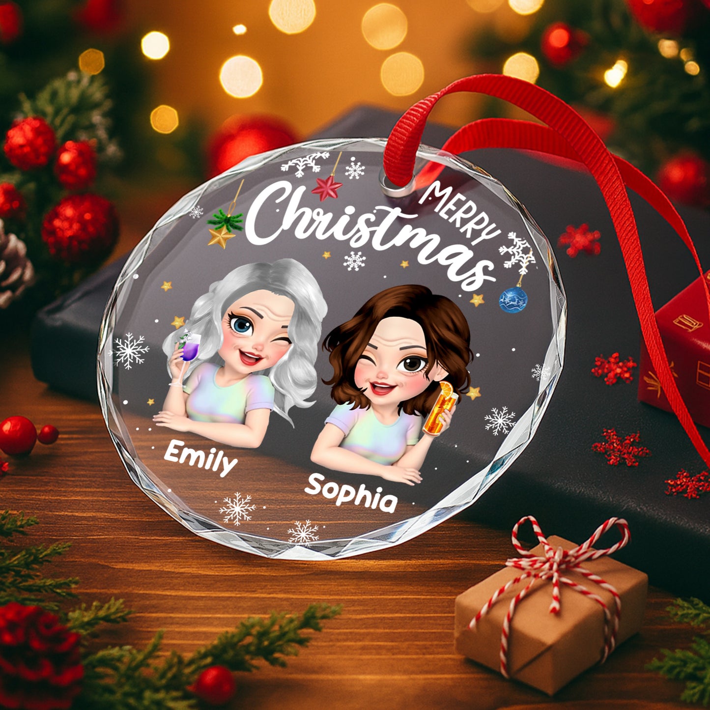 Merry Christmas, Snowflakes And Ornaments Design