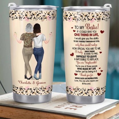 To My Bestie, Hearts and Flowers Tumbler