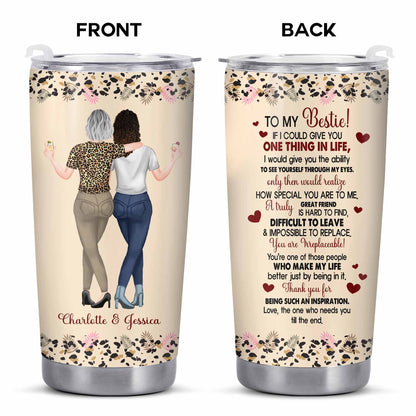 To My Bestie, Hearts and Flowers Tumbler