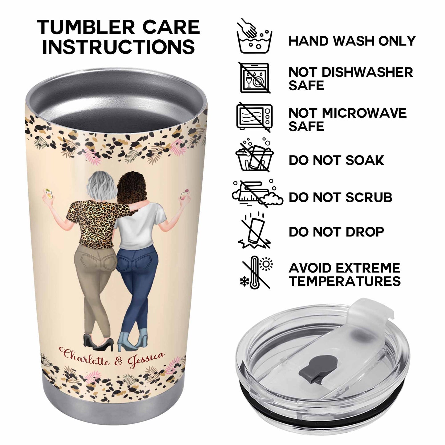 To My Bestie, Hearts and Flowers Tumbler