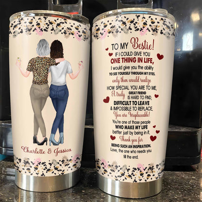 To My Bestie, Hearts and Flowers Tumbler