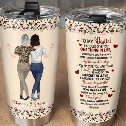 To My Bestie, Hearts and Flowers Tumbler