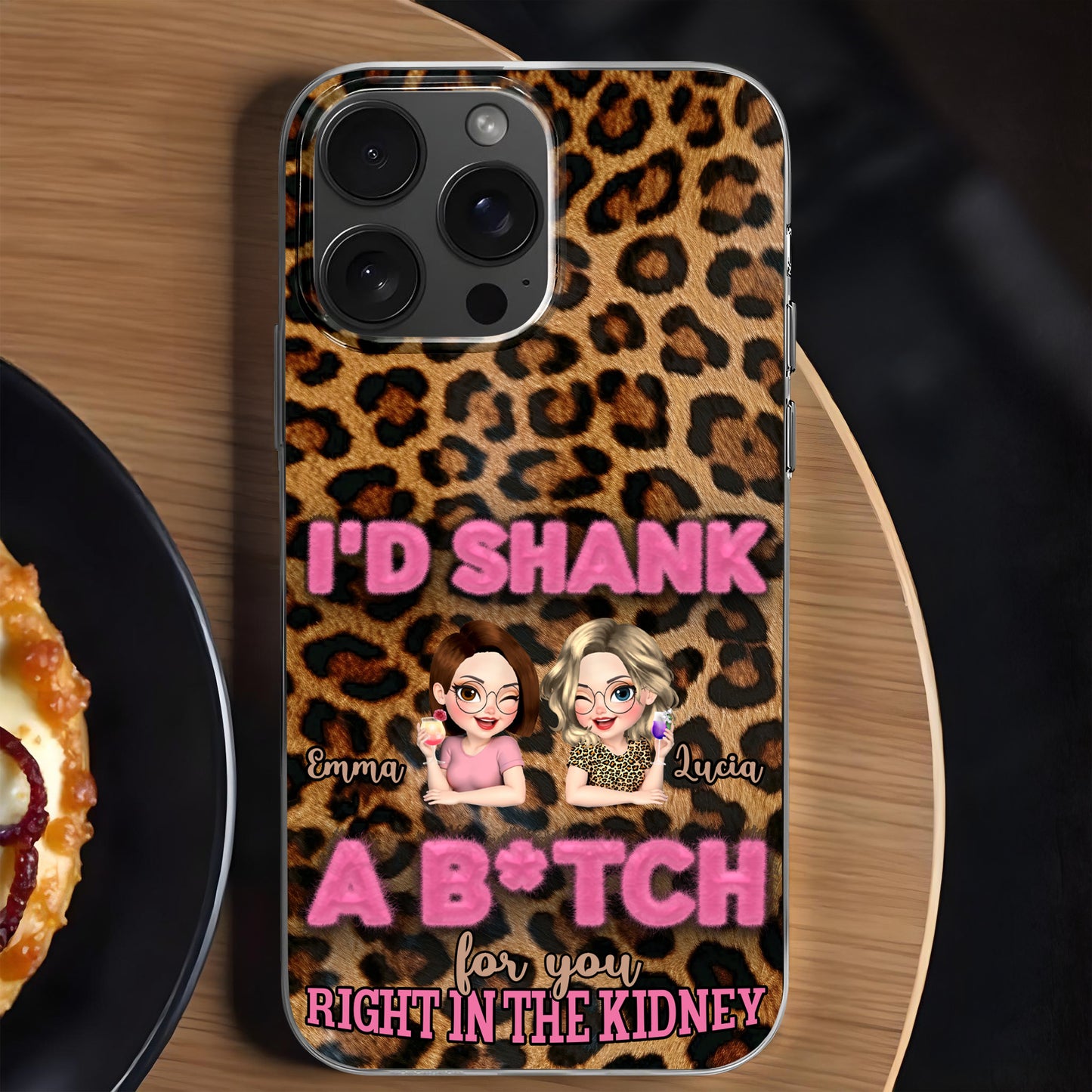 I'd Shank A B*tch For You, Cartoon Portraits on Leopard Print