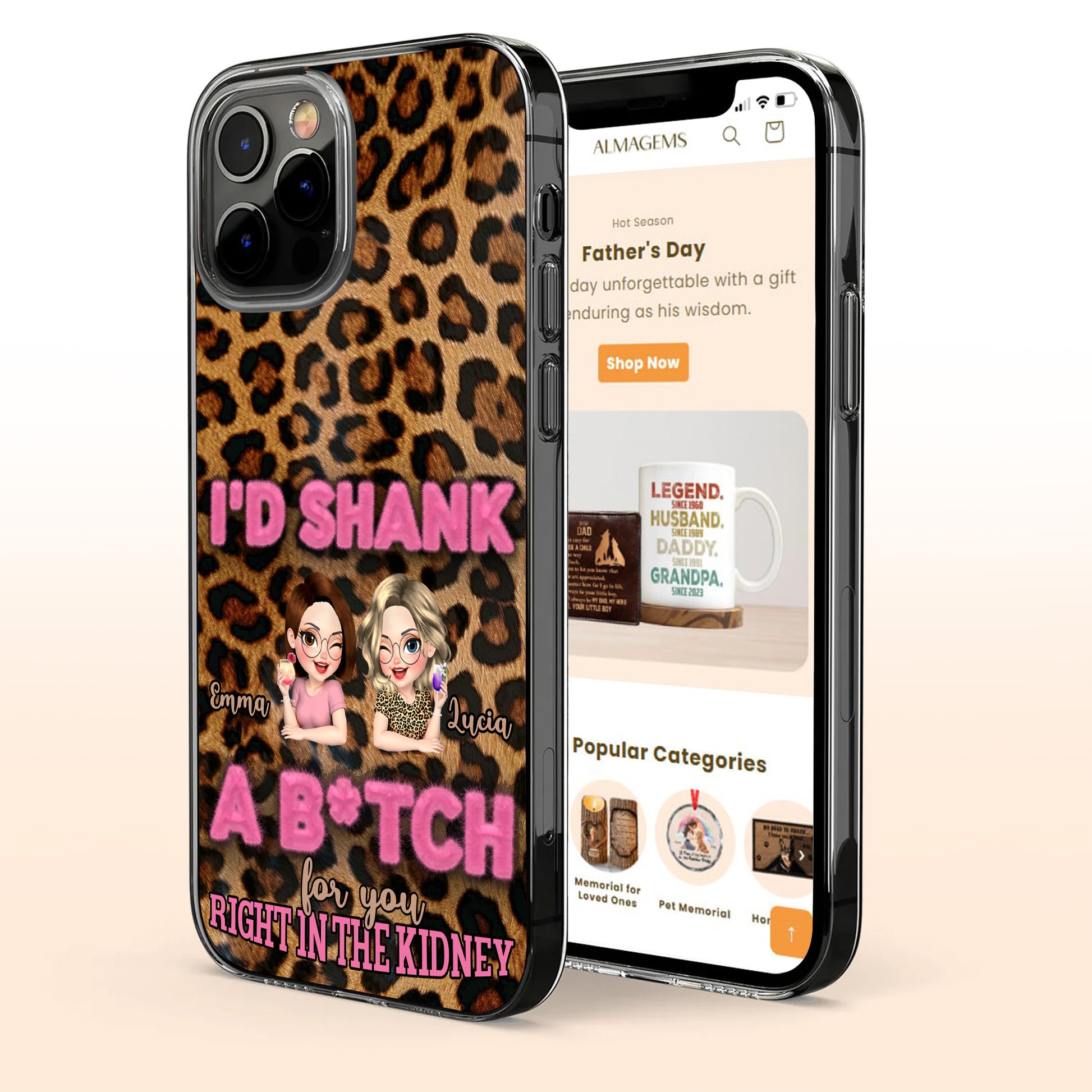 I'd Shank A B*tch For You, Cartoon Portraits on Leopard Print