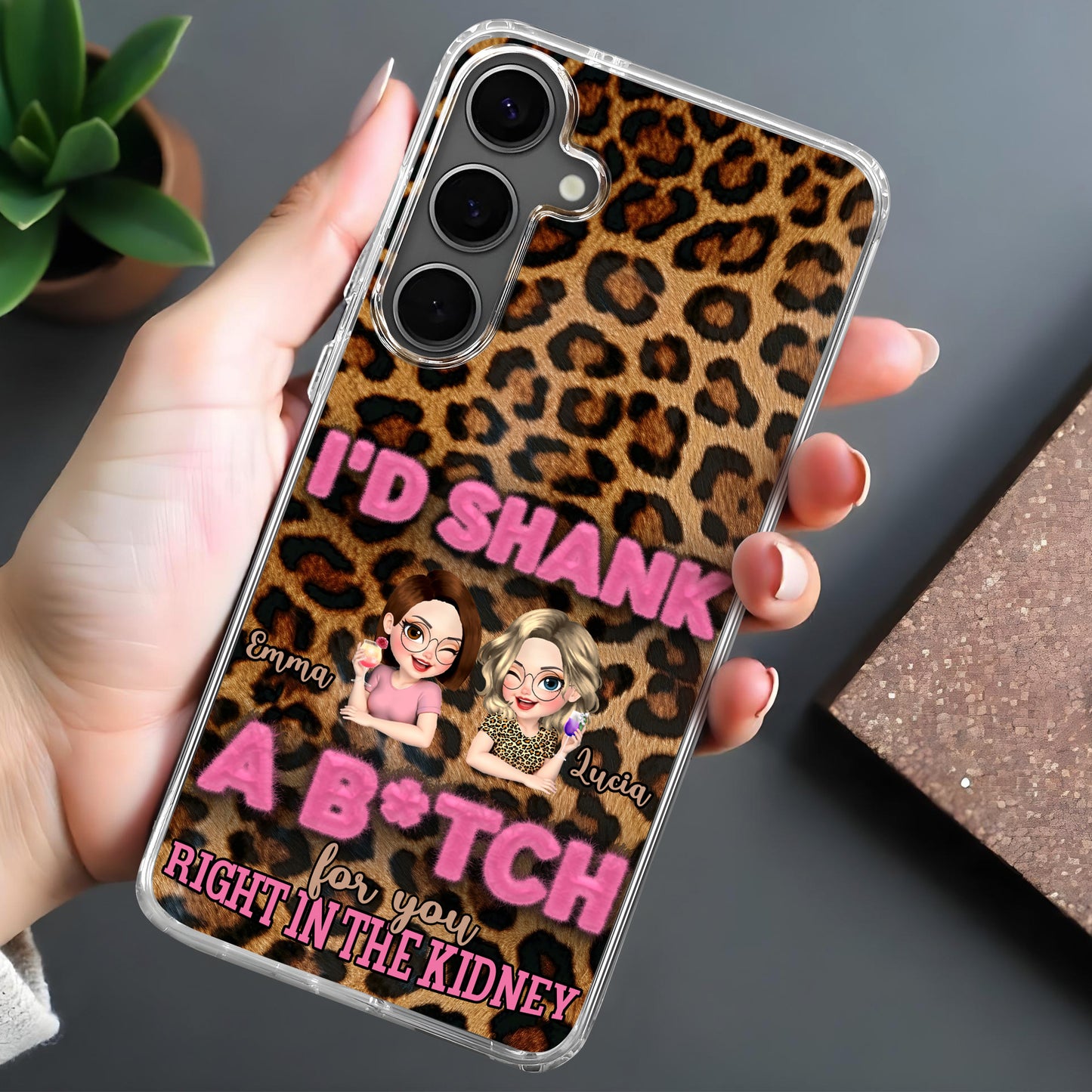 I'd Shank A B*tch For You, Cartoon Portraits on Leopard Print
