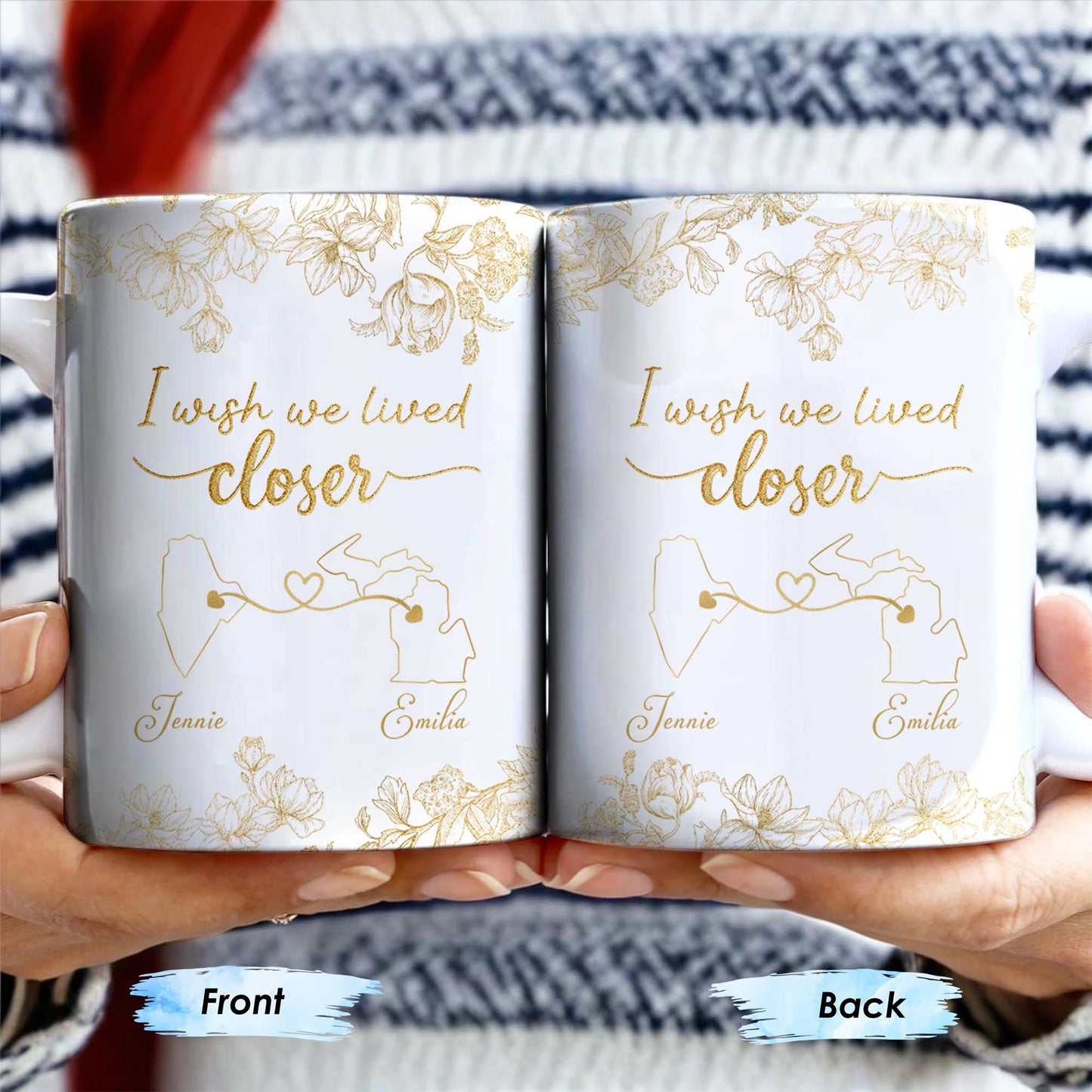 I Wish We Lived Closer With Flowers And Map Design