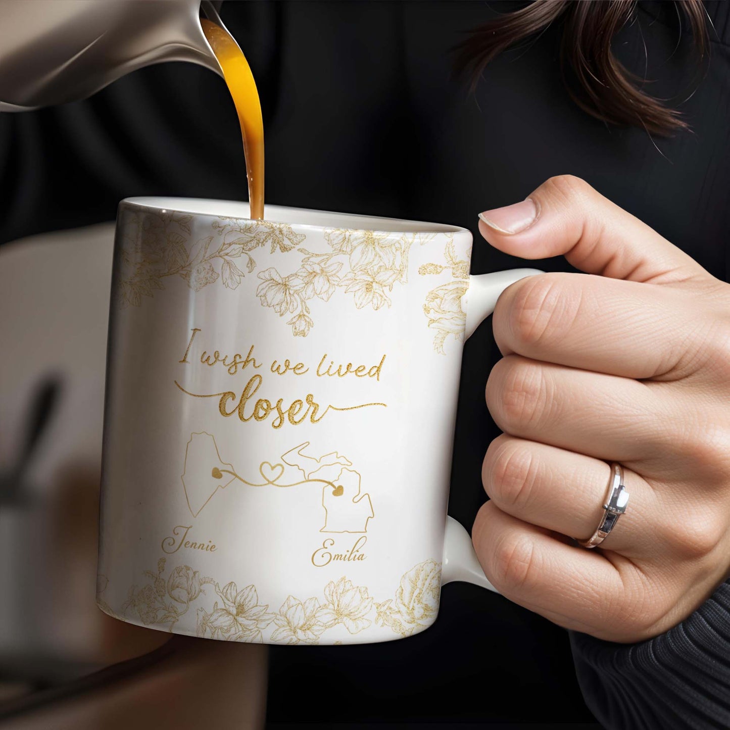 I Wish We Lived Closer With Flowers And Map Design