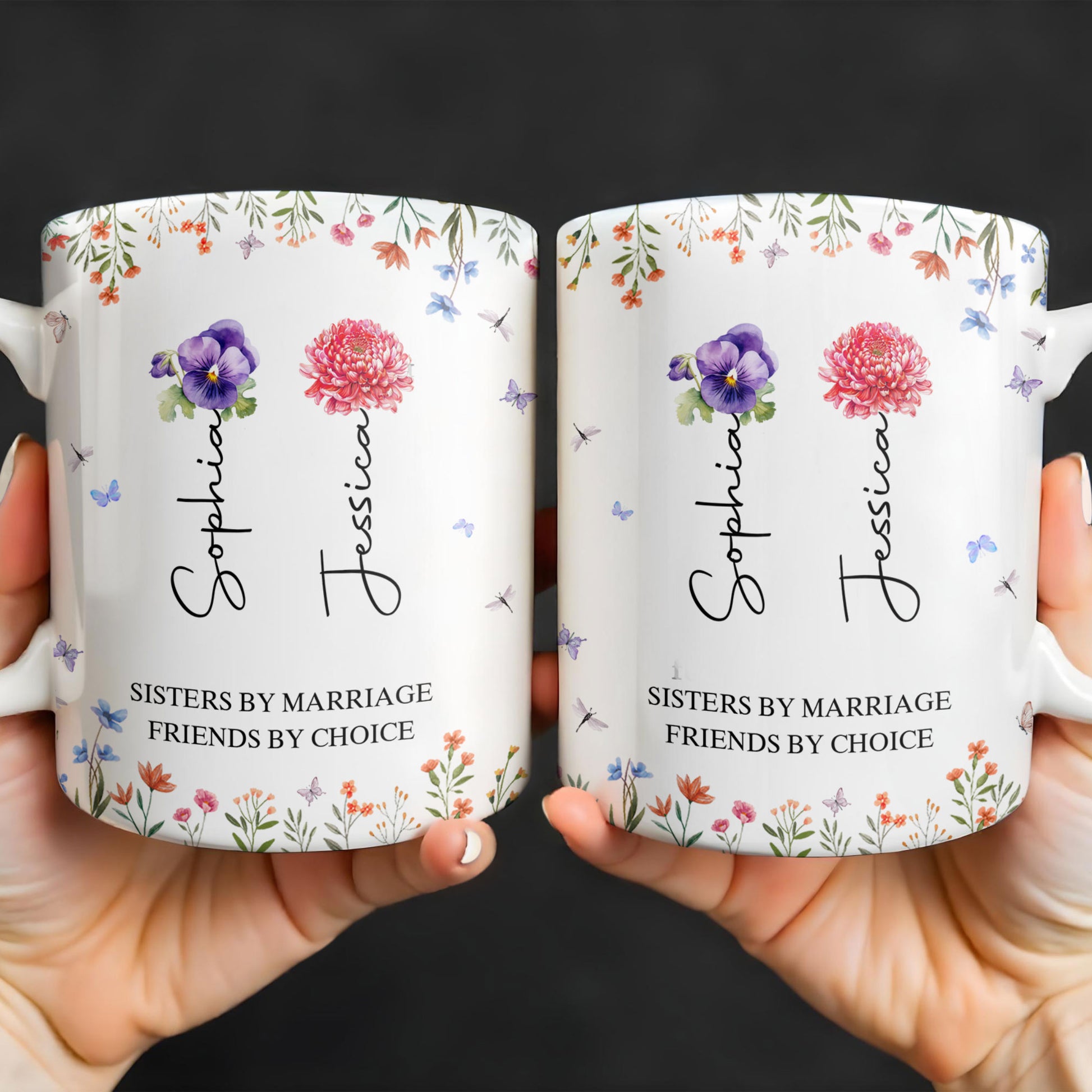 Sisters By Marriage Friends By Choice With Floral Design