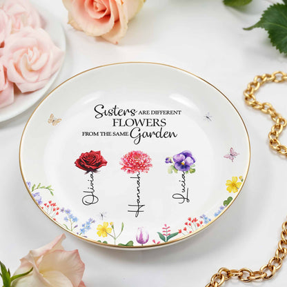 Les sœurs sont différentes, les fleurs du même jardin - Plat à bijoux personnalisé, plat en céramique, forme ronde - BST182_RCRF