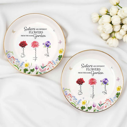 Les sœurs sont différentes, les fleurs du même jardin - Plat à bijoux personnalisé, plat en céramique, forme ronde - BST182_RCRF