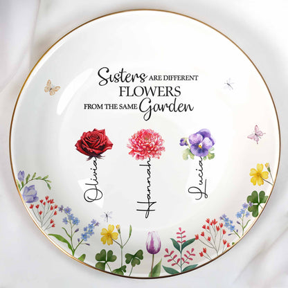 Les sœurs sont différentes, les fleurs du même jardin - Plat à bijoux personnalisé, plat en céramique, forme ronde - BST182_RCRF
