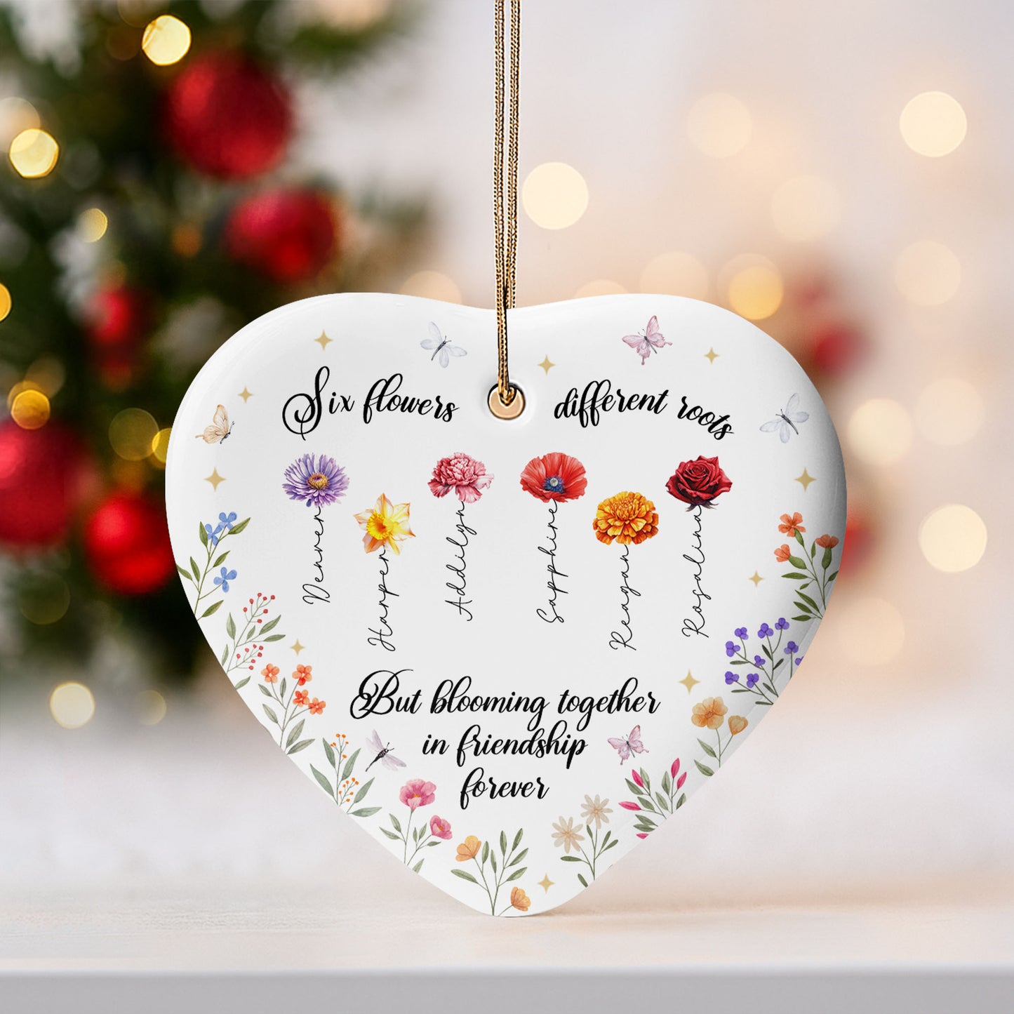 Six Flowers Blooming Together In Friendship Forever