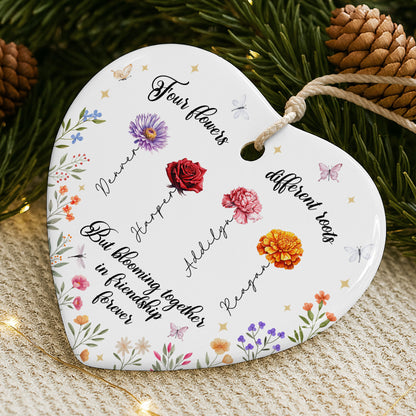 Six Flowers Blooming Together In Friendship Forever