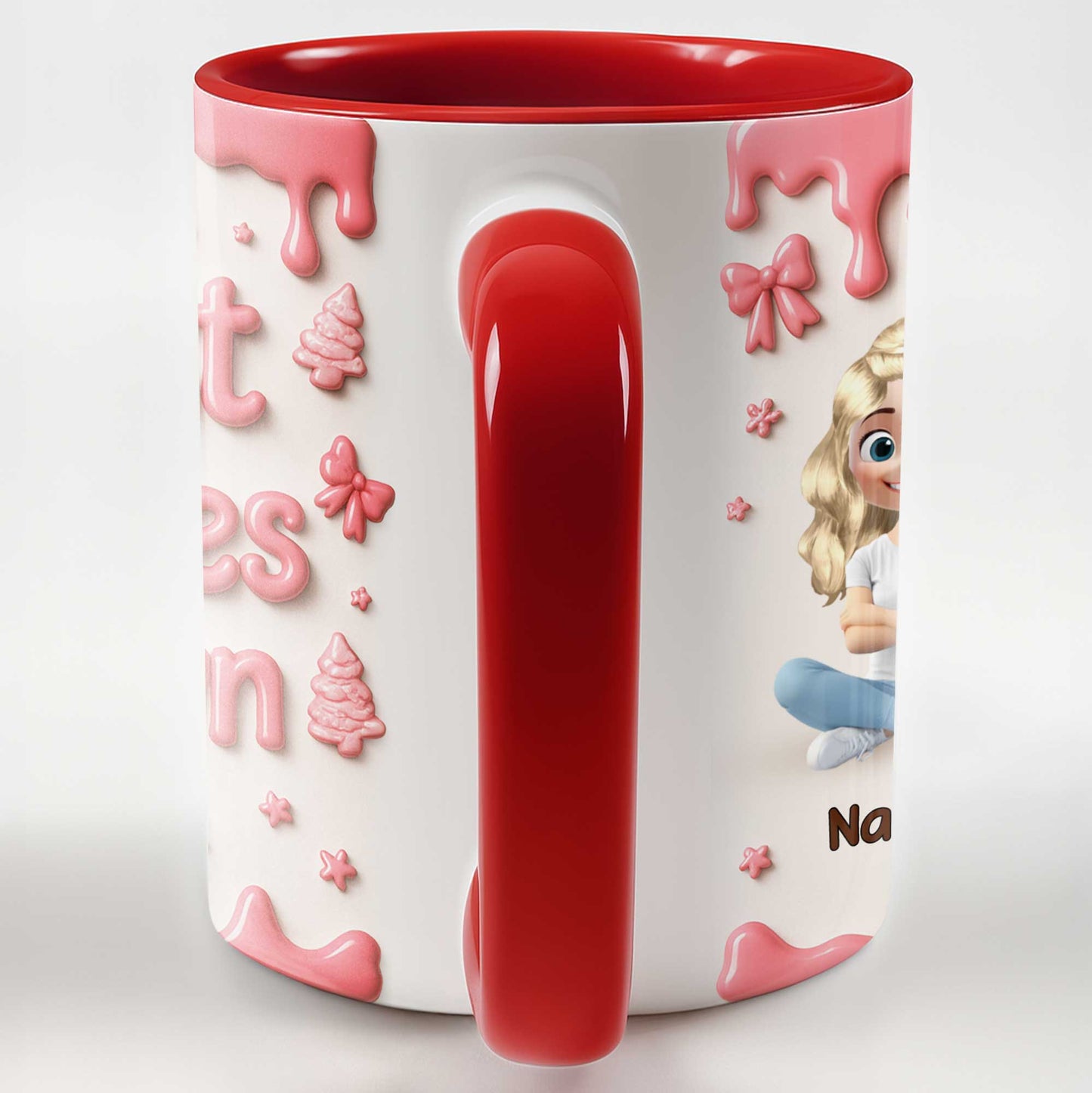 Taza personalizada con diseño de amigos de dibujos animados y pintura goteando - Taza con acento personalizado - BST191_AMUG