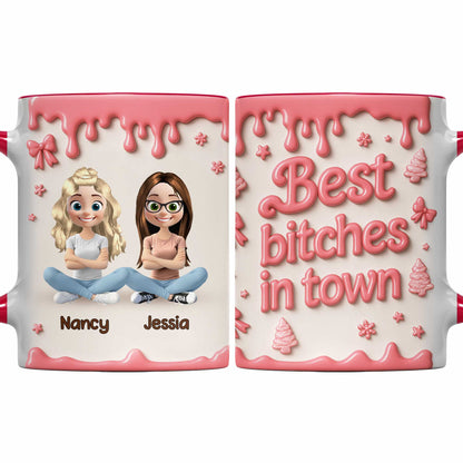 Taza personalizada con diseño de amigos de dibujos animados y pintura goteando - Taza con acento personalizado - BST191_AMUG