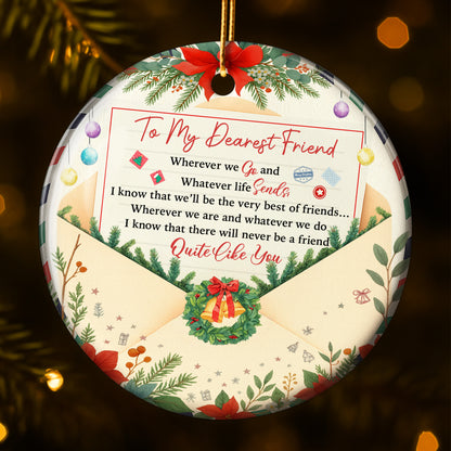 To My Dearest Friend, Christmas Wreath Friendship Ornament