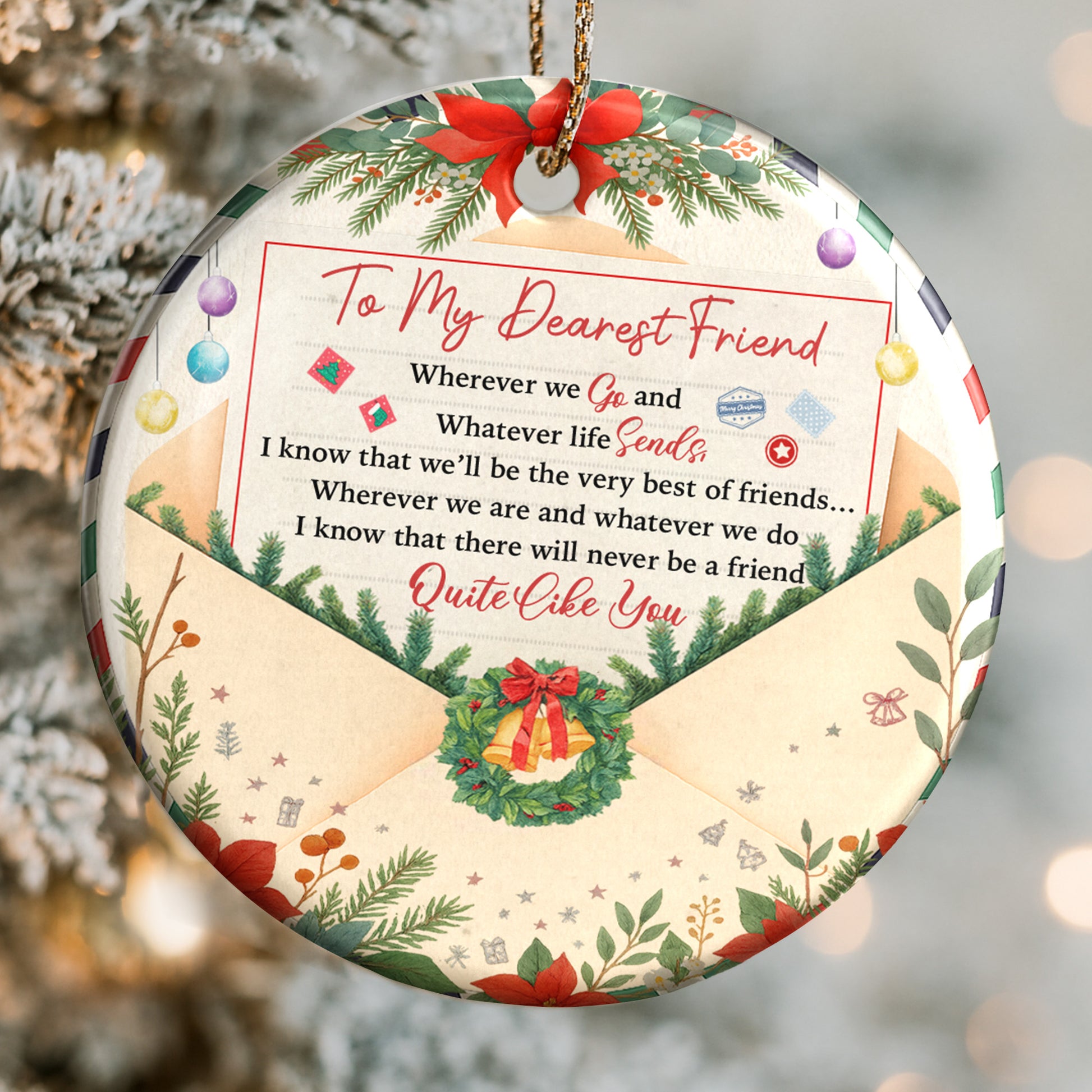 To My Dearest Friend, Christmas Wreath Friendship Ornament