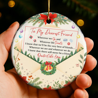 To My Dearest Friend, Christmas Wreath Friendship Ornament