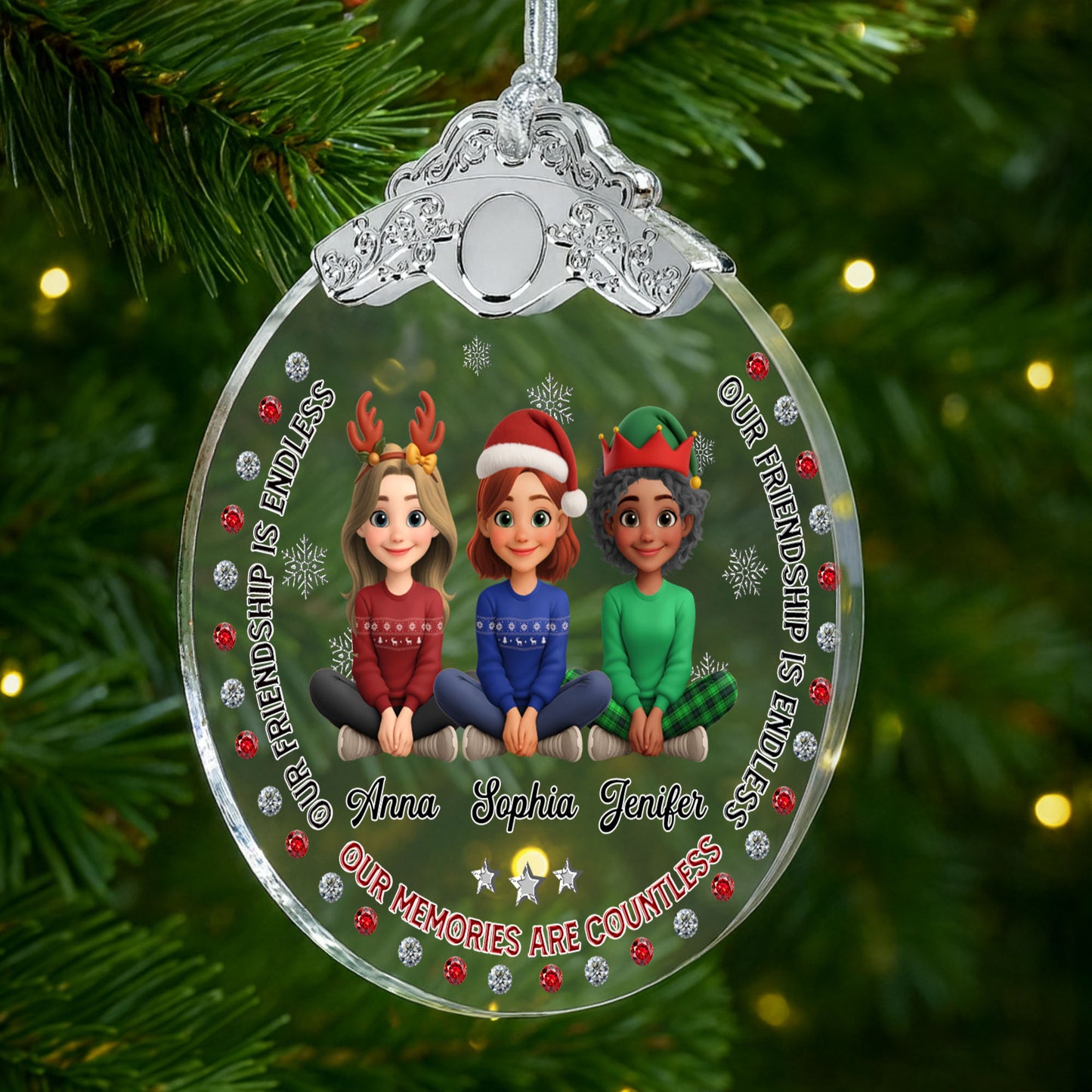 Our Friendship Is Endless, Cartoon Children With Holiday Hats