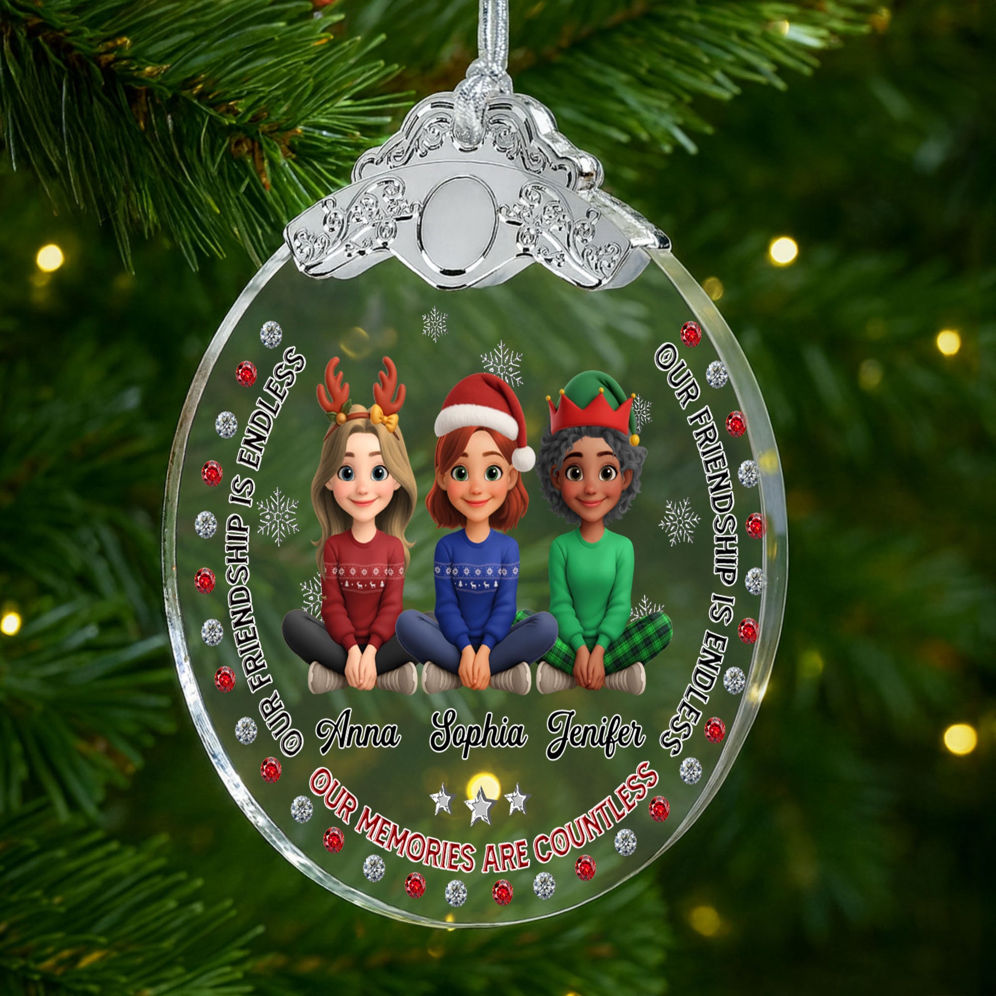 Our Friendship Is Endless, Cartoon Children With Holiday Hats