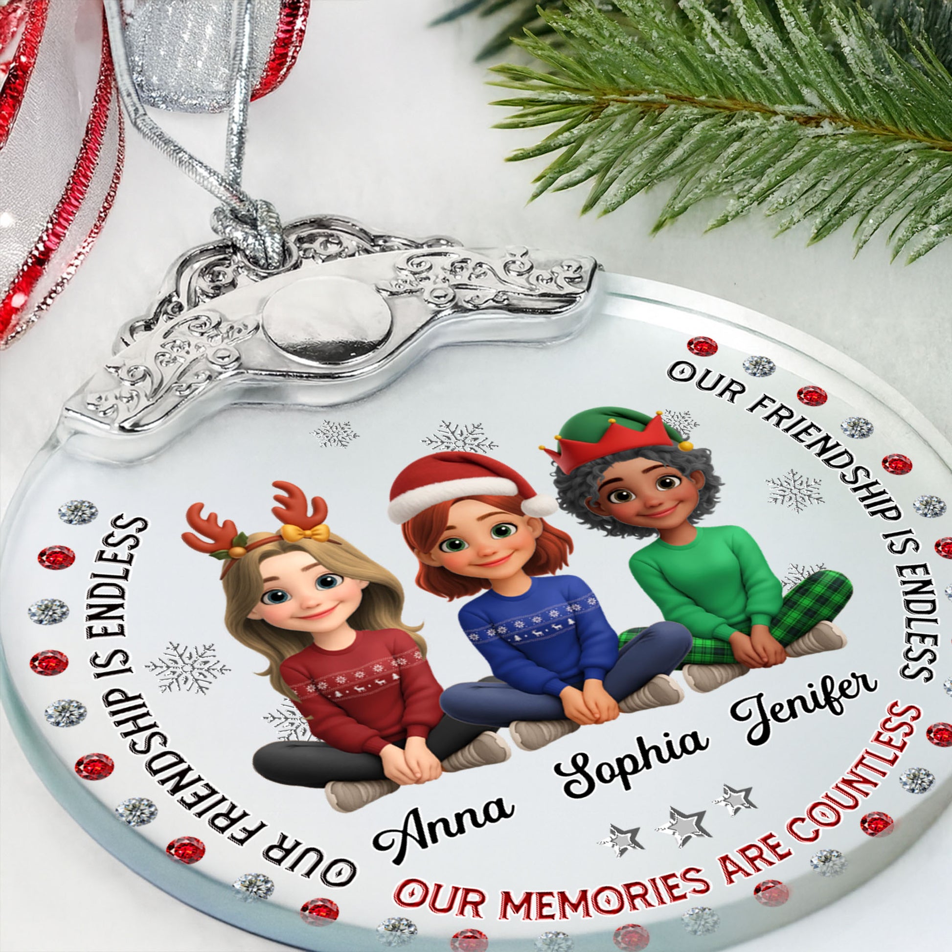 Our Friendship Is Endless, Cartoon Children With Holiday Hats