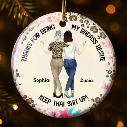 Thanks For Being My Badass Bestie, Leopard Print, Flowers