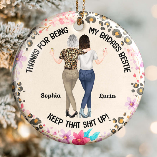 Thanks For Being My Badass Bestie, Leopard Print, Flowers