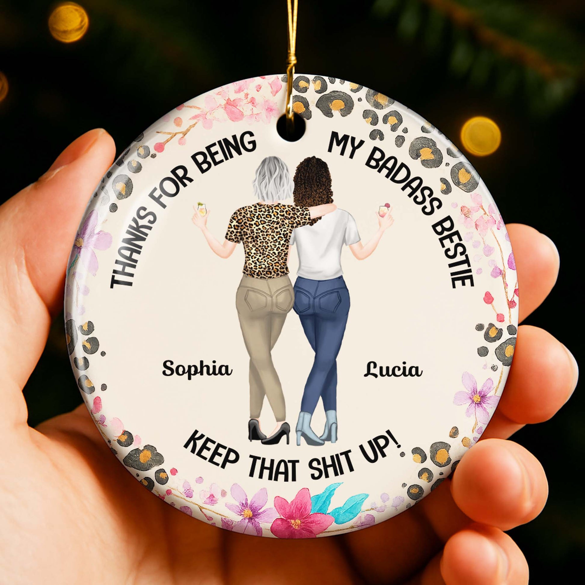 Thanks For Being My Badass Bestie, Leopard Print, Flowers