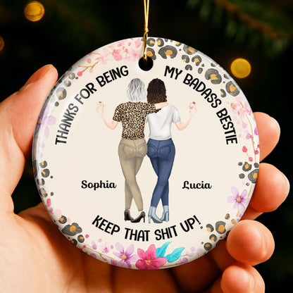 Thanks For Being My Badass Bestie, Leopard Print, Flowers