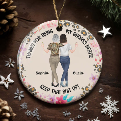 Thanks For Being My Badass Bestie, Leopard Print, Flowers